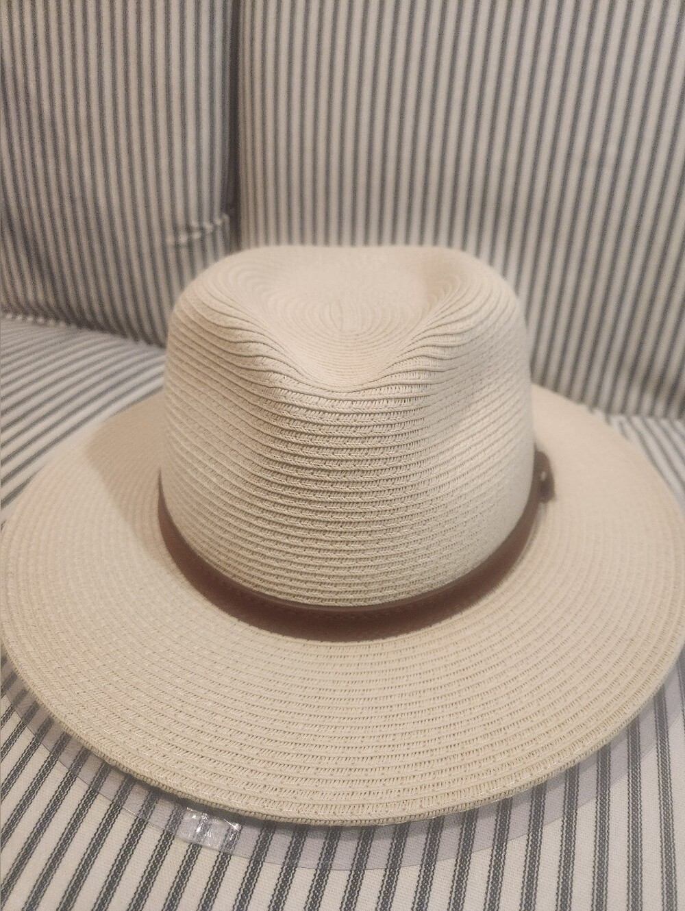 Men's Cream Fedora Hat with Brown Band